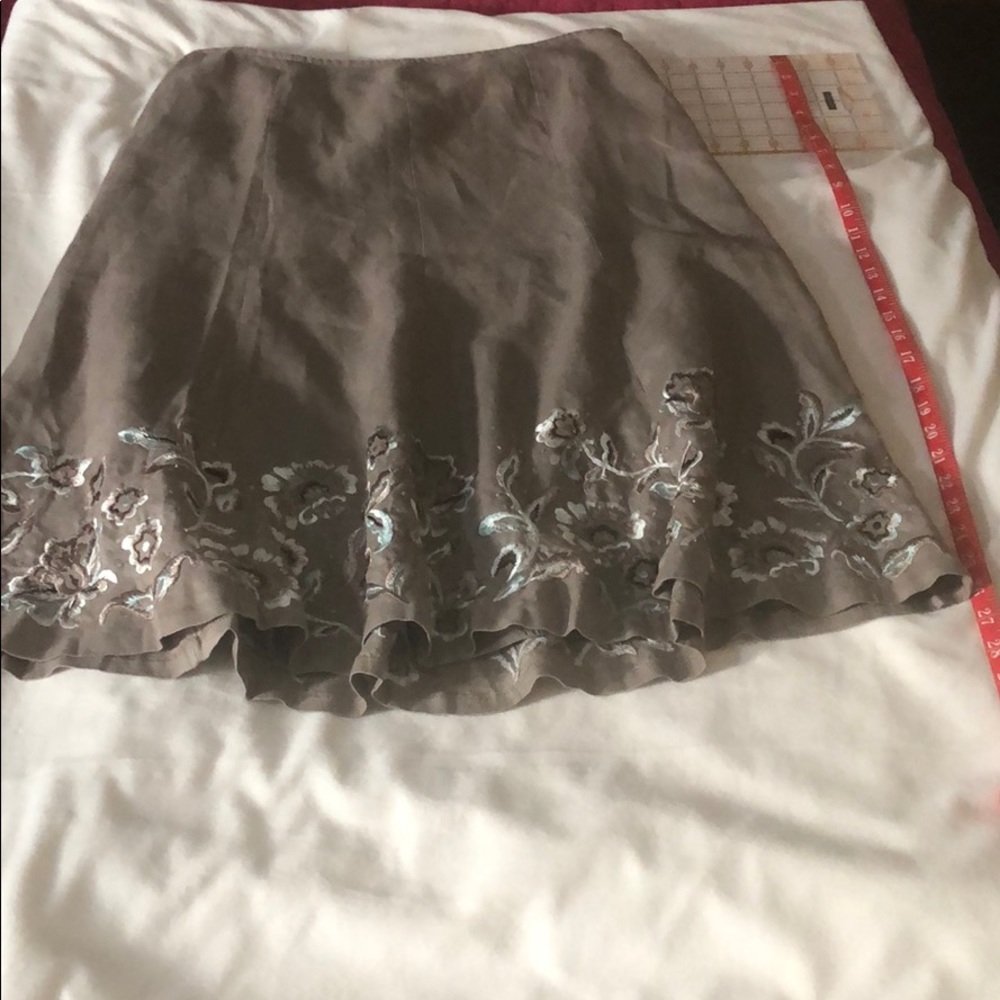 Lafayette 148 Taupe Linen Midi Skirt in Size 10